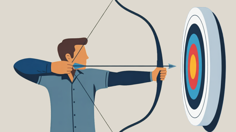 Archer firing an arrow at a target